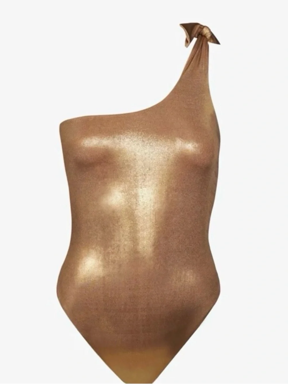 Sara Cristina Metallic Gold One-Shoulder One-Piece Swimsuit